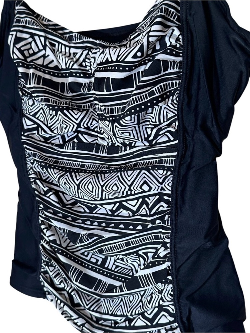 Croft and Barrow Black and White Tankini swimsuit swim top womens 14D bikini - Picture 2 of 11